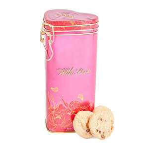 With Love Tin Strawberry And White Chocolate Biscuits 150g